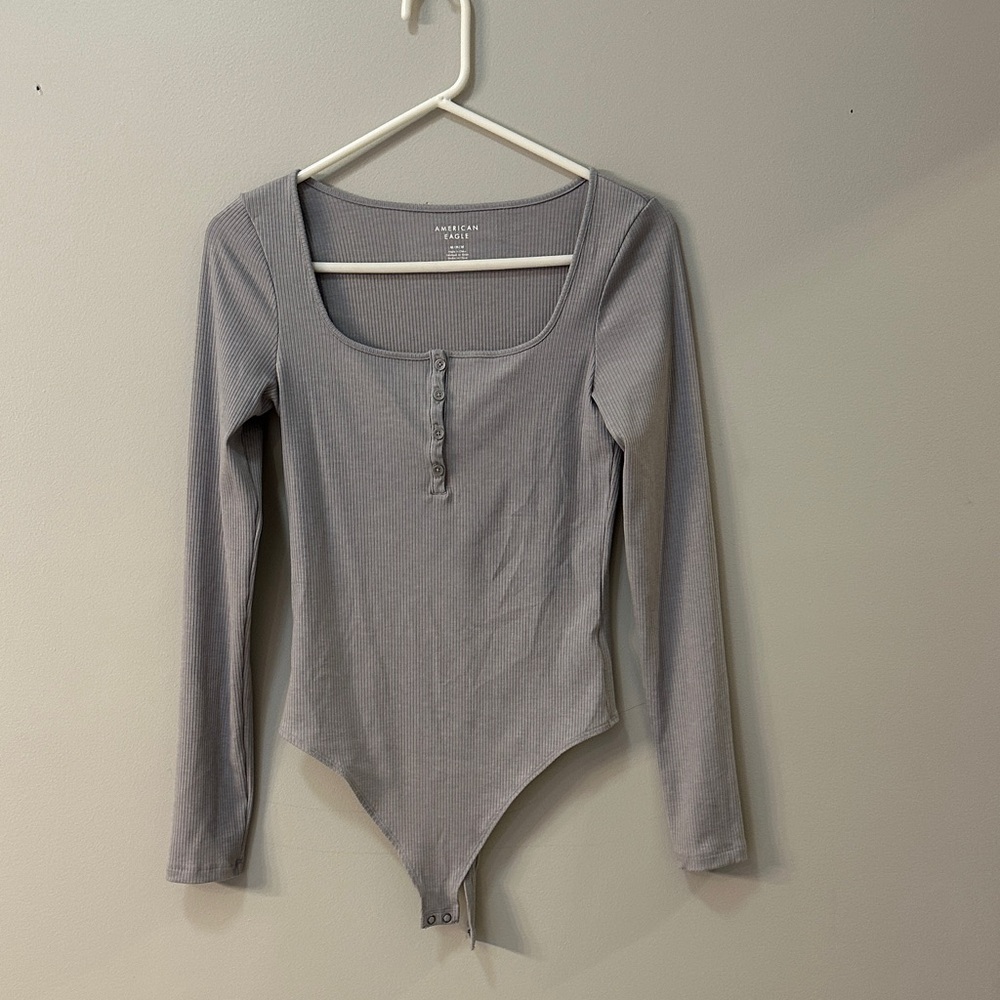 American Eagle Outfitters Gray Long Sleeve Bodysuit